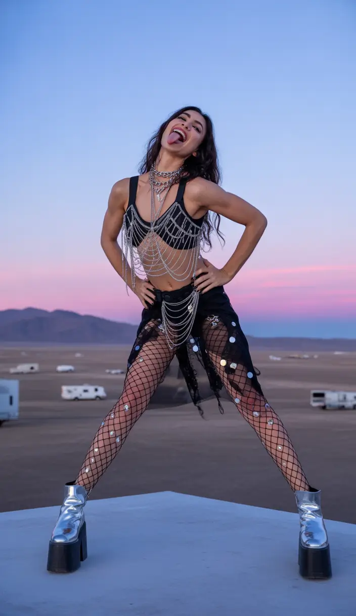 rave outfits Silver Desert Chains With High-Energy Spark