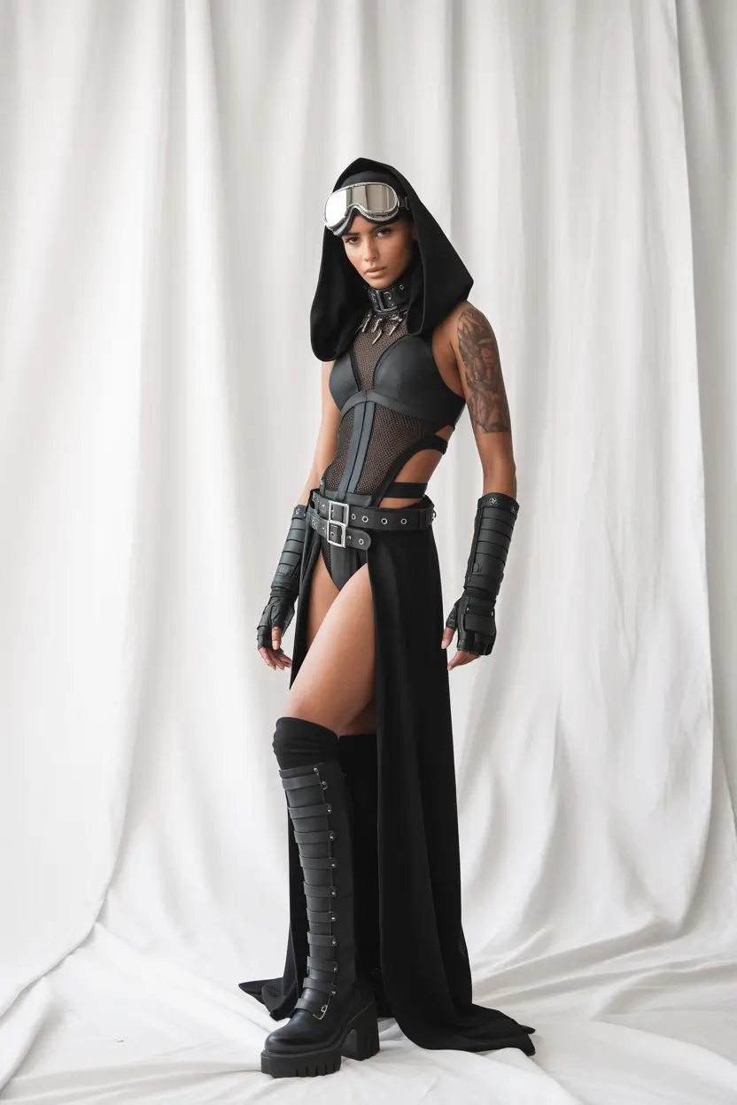 rave outfits Dune Warrior With Apocalyptic Elegance