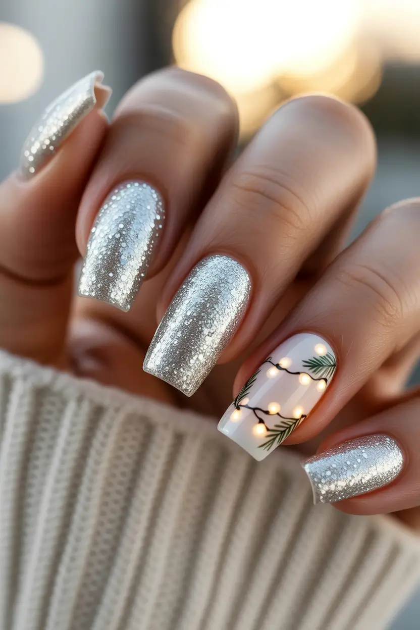 white christmas nails ideas 2025 Twinkling Light Fantasy