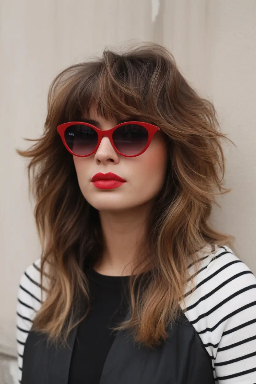 wolf haircut Retro-Chic Wolf Cut With Breezy Face Layers