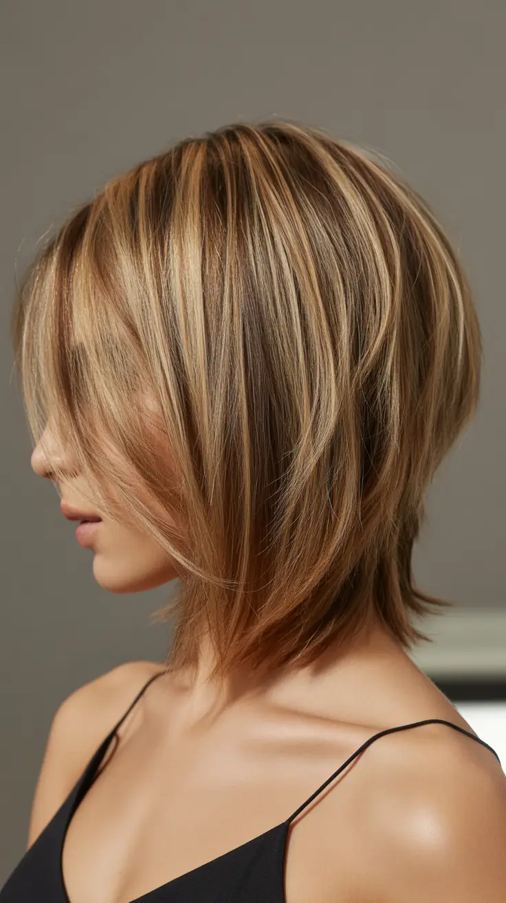 wolf haircut Short Textured Wolf Bob With Highlight Dimension