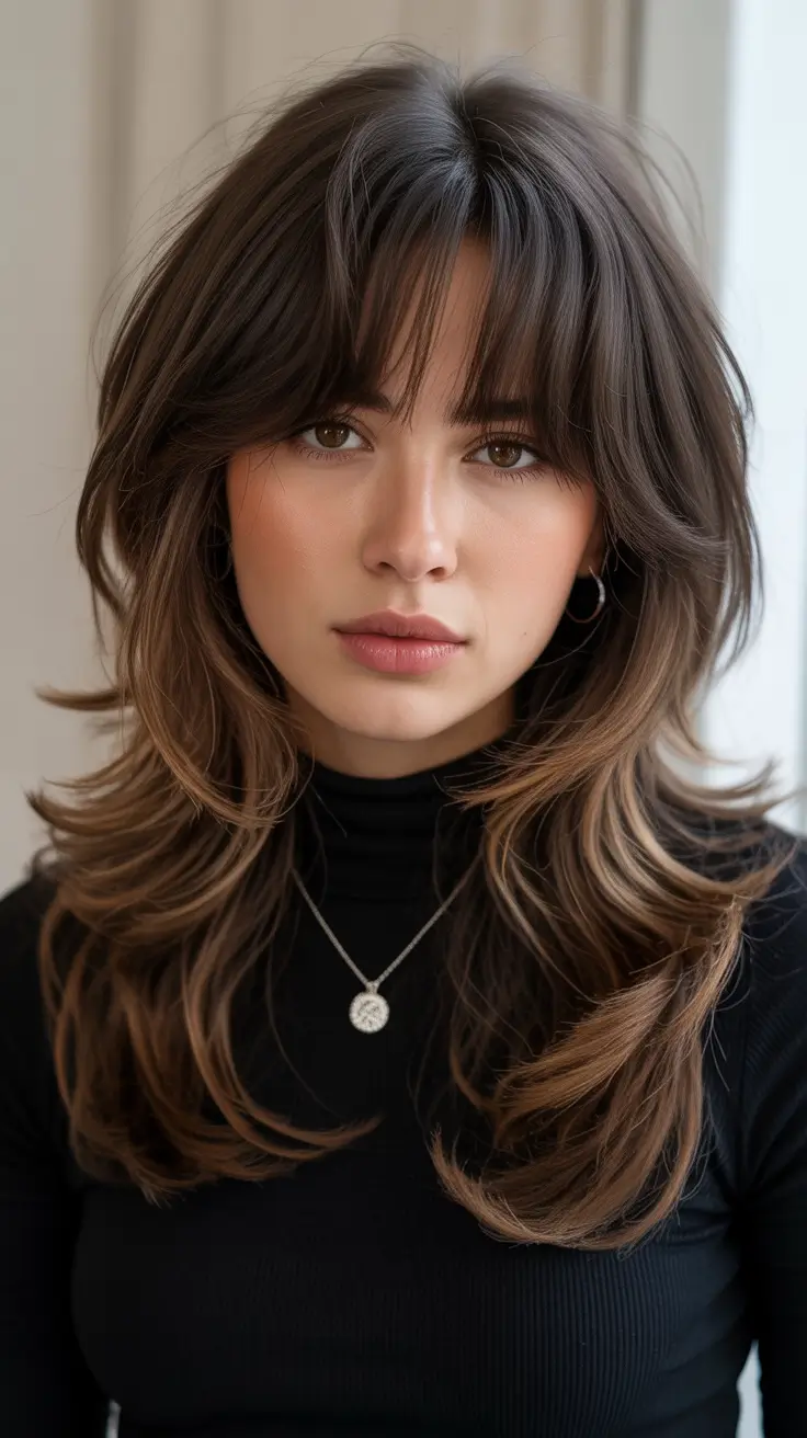 wolf haircut Dimensional Brunette Wolf Cut With Luxe Face Framing