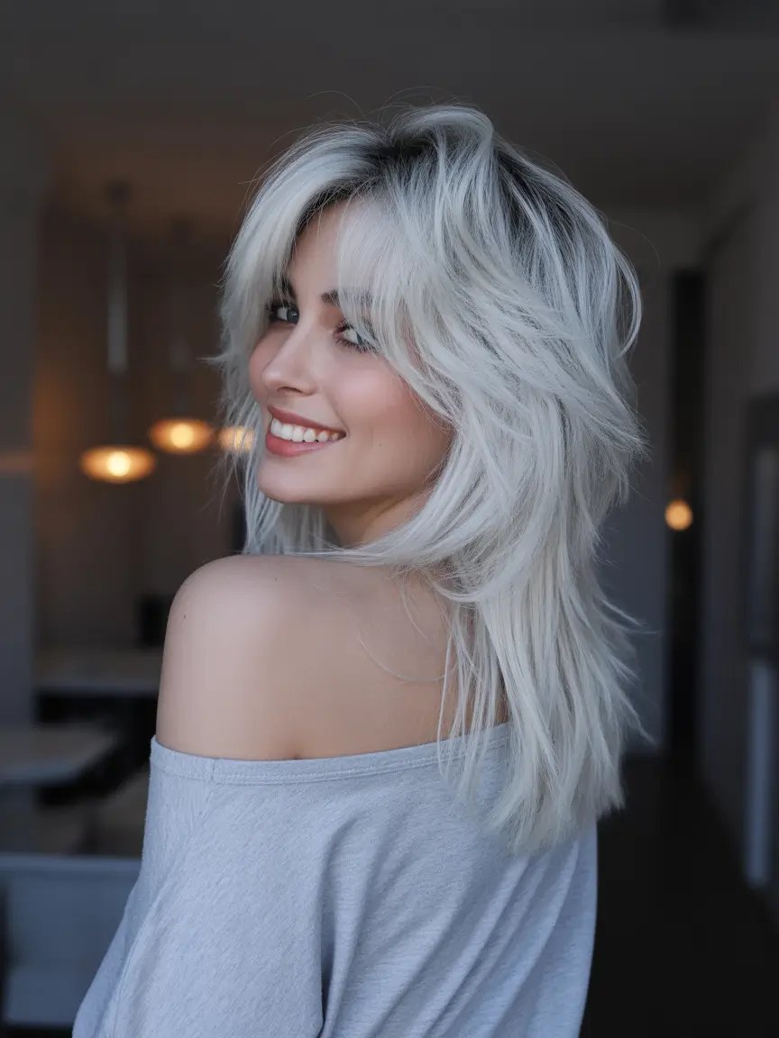 wolf haircut Icy Feminine Wolf Cut With Bright Dimension