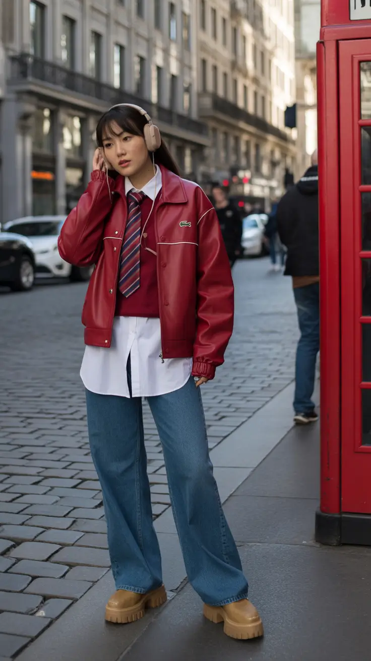 y2k outfits Retro Crimson Scholar