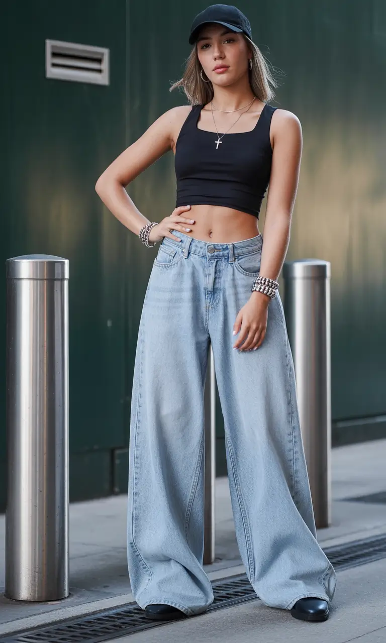 y2k outfits Black Cropped Confidence