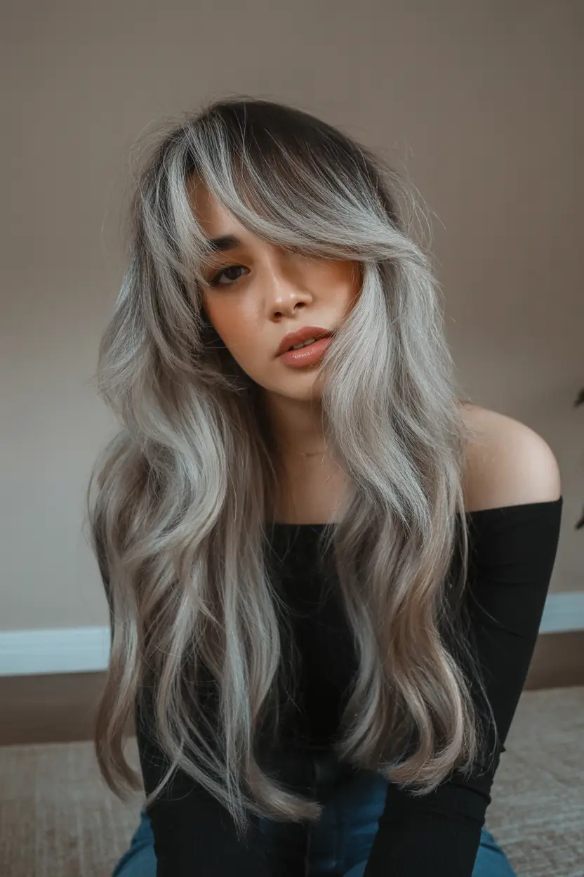 Hair Color Ideas to Look Younger Frosted Ash with Silver Veil
