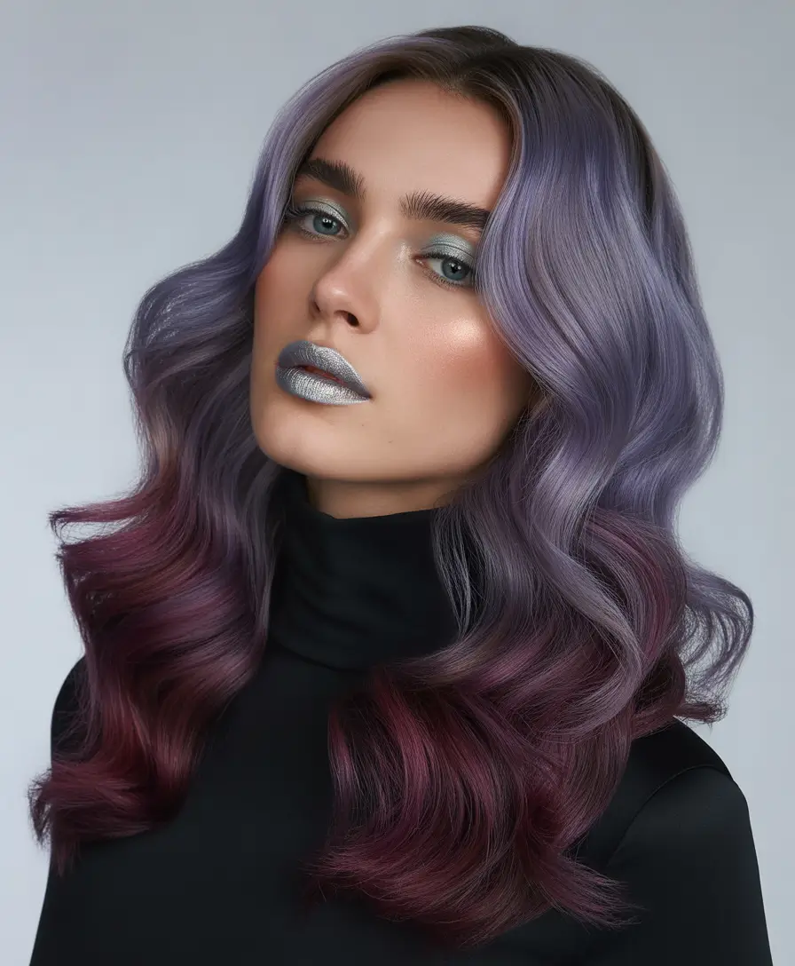 Hair Color Ideas to Look Younger Lavender Smoke and Plum Fade