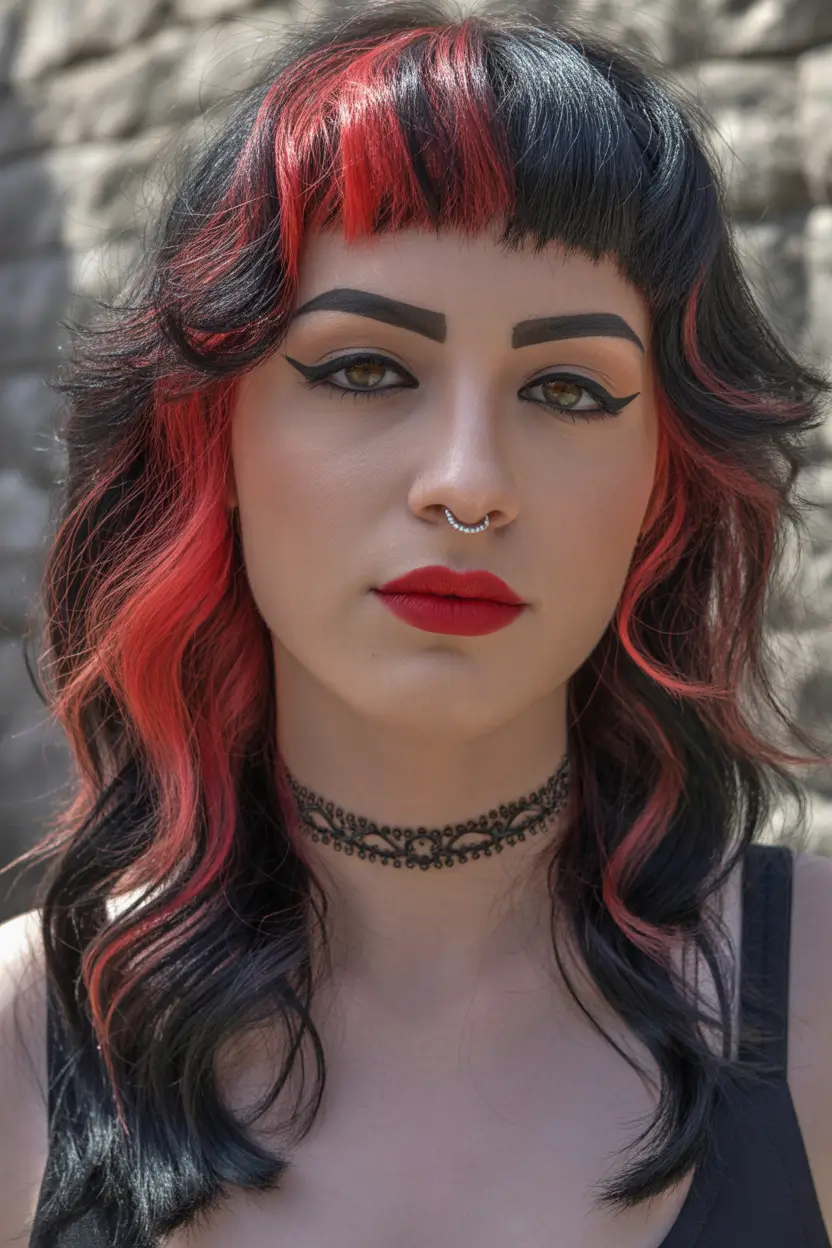 Hair Color Ideas to Look Younger Fiery Red with Rock-Chic Bangs