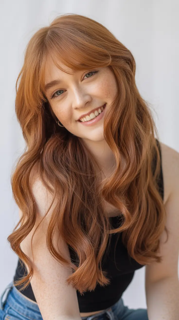 Hair Color Ideas to Look Younger Golden Copper Glow with Youthful Radiance