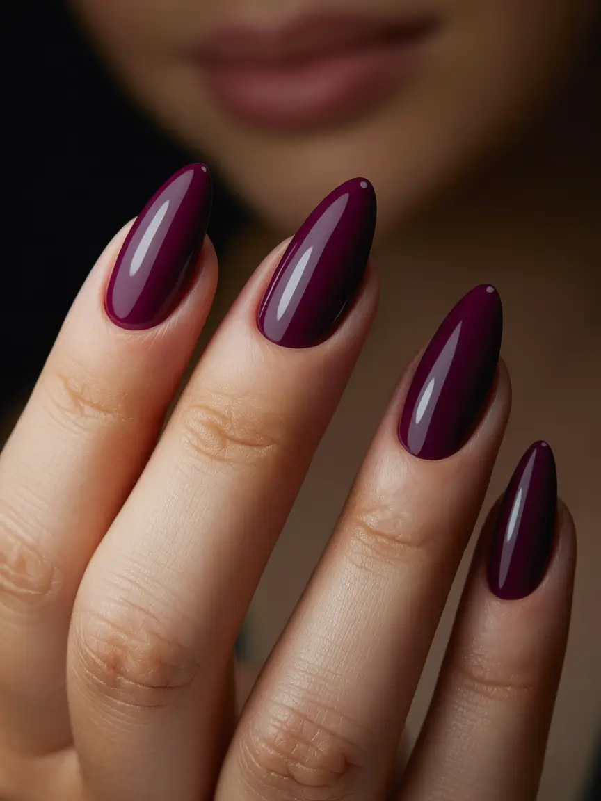 acrylic nails Wine Red Gloss for a Grown-Up Statement