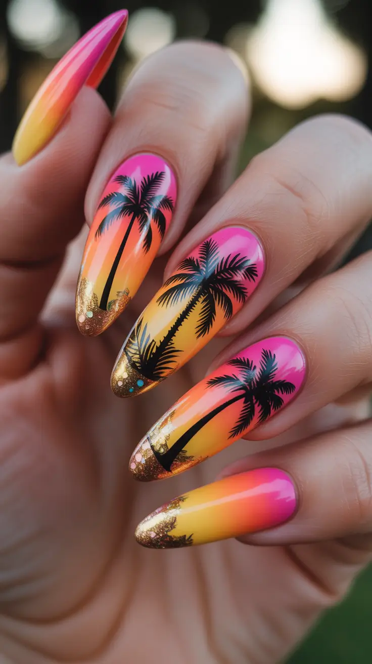 acrylic nails Tropical Sunset Nails That Feel Like a Vacation