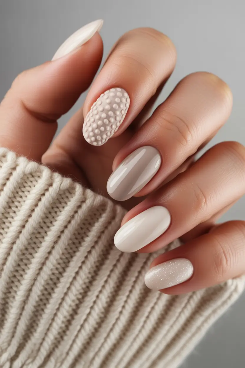 acrylic nails Textured Neutral Nails With a Cozy Minimal Feel