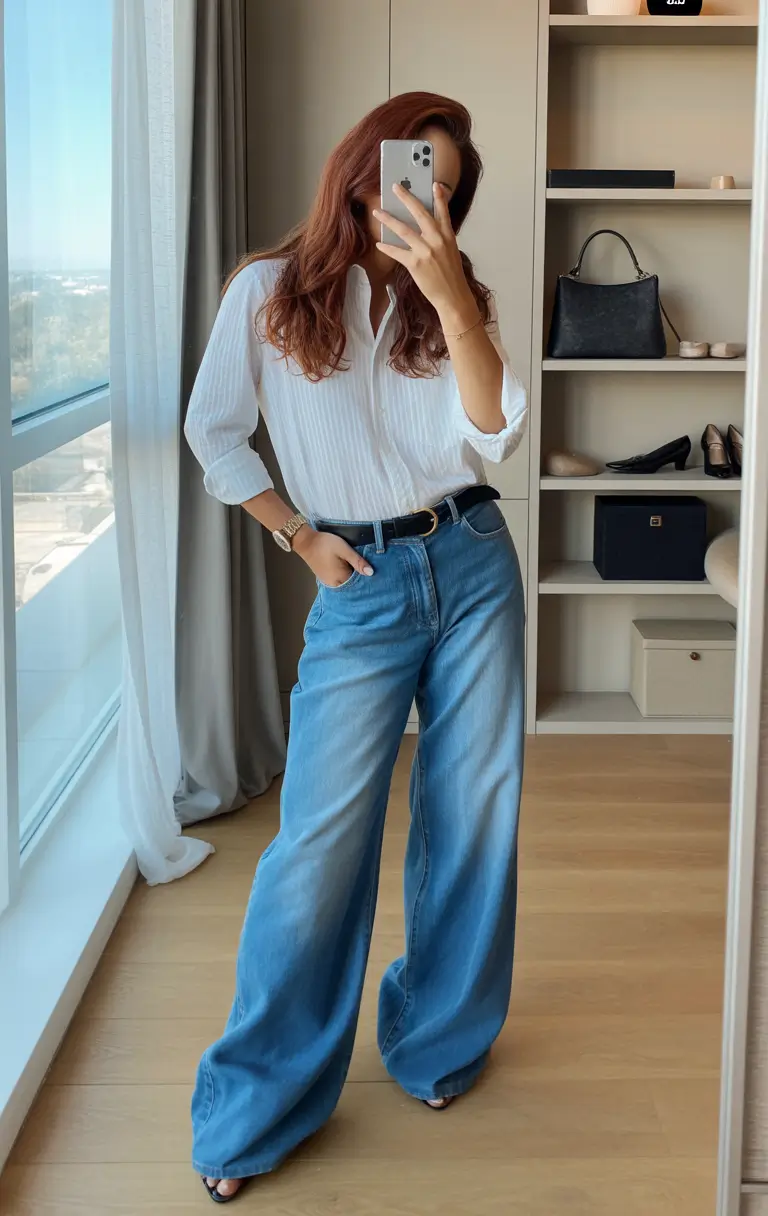 basic outfits Relaxed Denim and White Shirt - The Effortless Icon