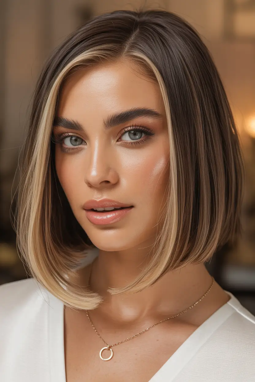 lob haircut Contour Bob-Lob With Blonde Money Pieces 2026