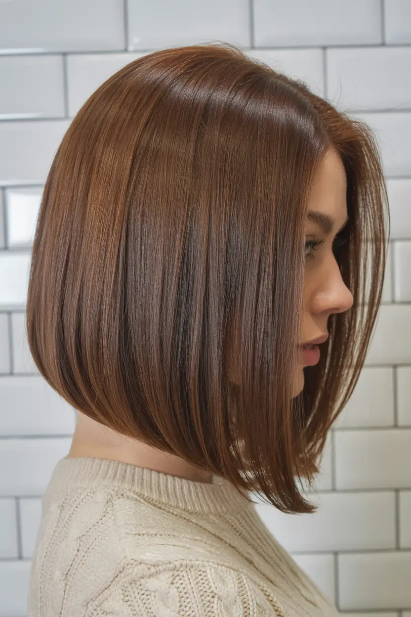 lob haircut Sleek Inverted Lob in Warm Chestnut Brown 2026