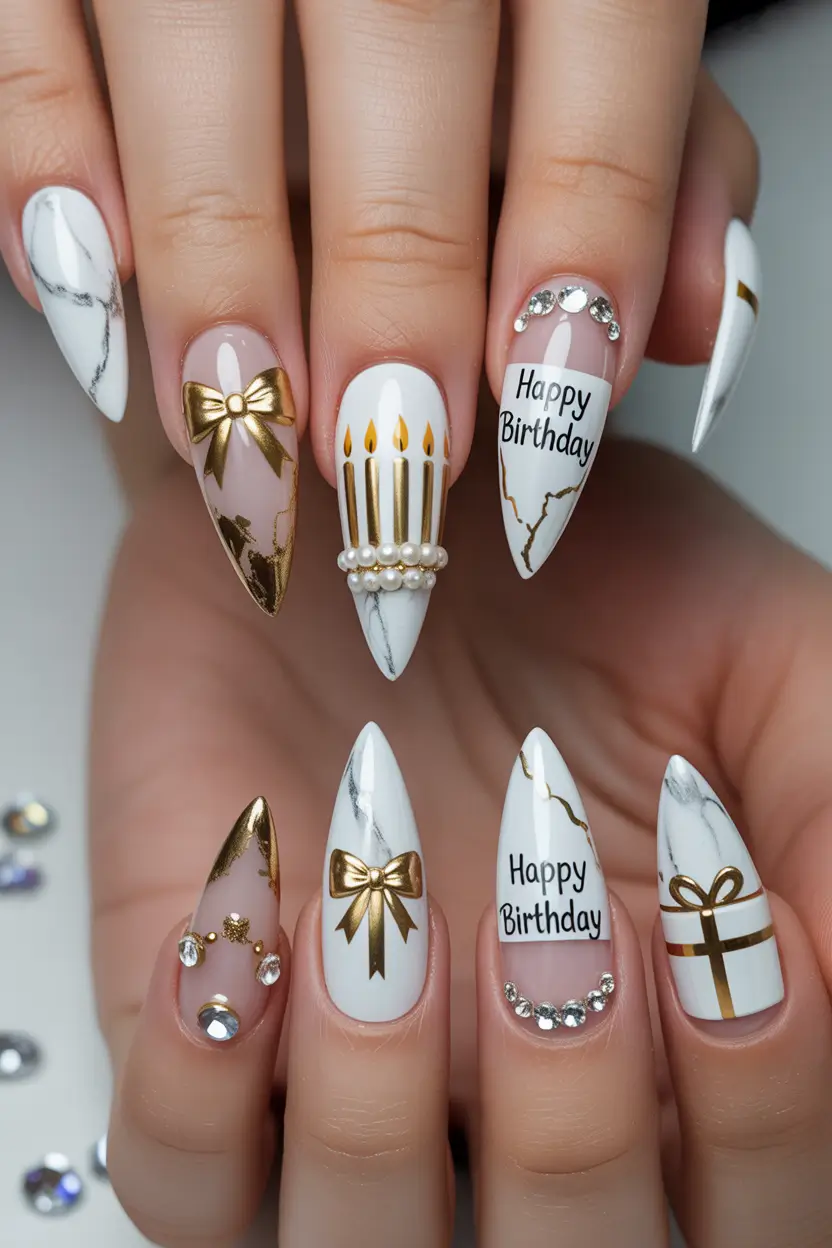 birthday nails Golden Statements for a Grown-Up Celebration