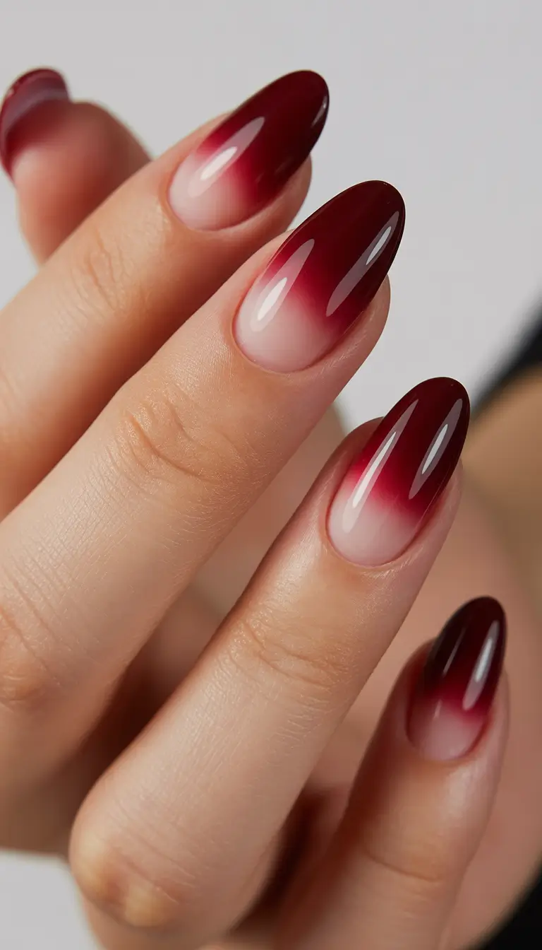 birthday nails Deep Red Ombre Nails That Feel Quietly Powerful