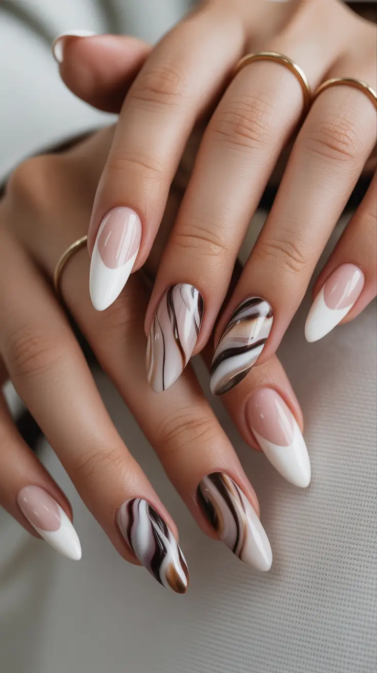 birthday nails Marble French Nails with a Modern Twist