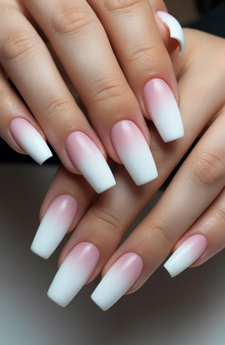 birthday nails Soft Pink and White Ombre for a Clean Birthday Look