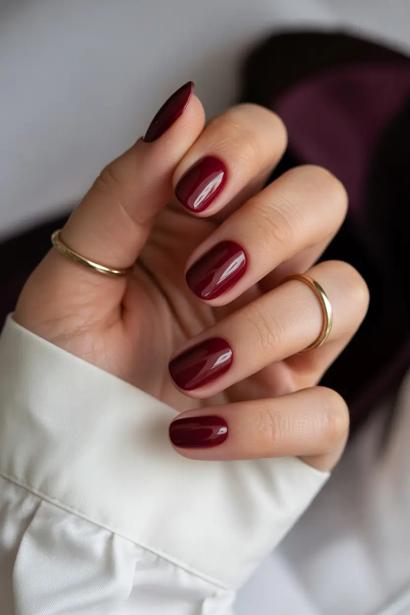 cherry nails Deep Burgundy Minimal Nails for Everyday Chic