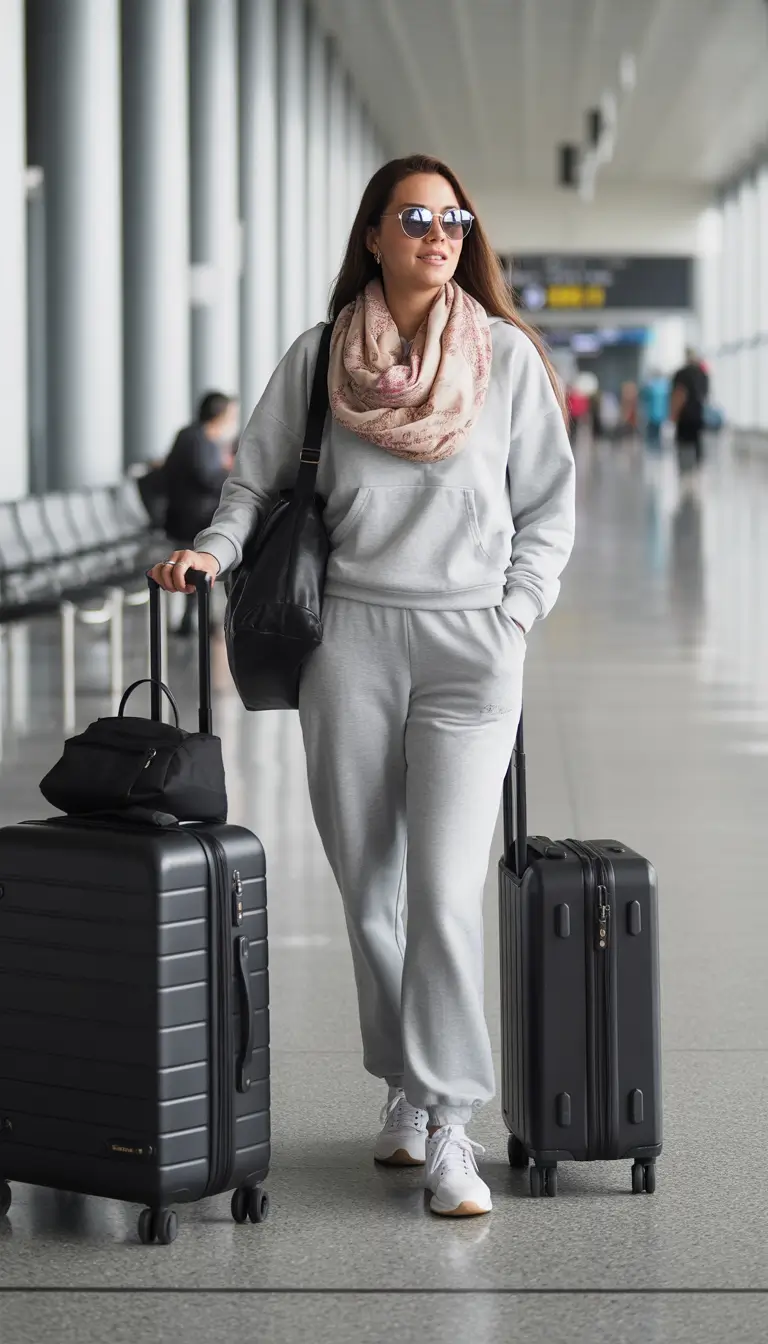 travel outfits Soft Monochrome for Long Flights Airport Style