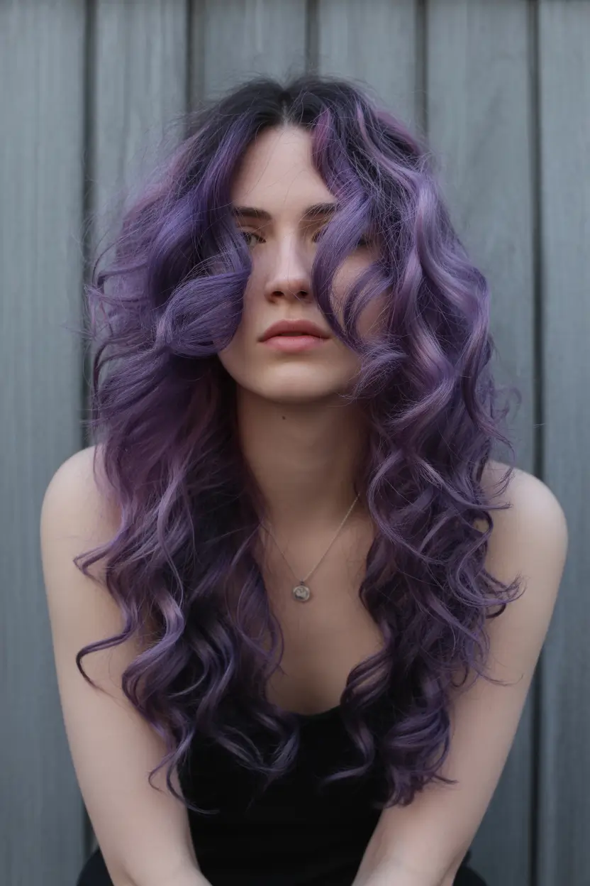 curly hairstyle Lavender Waves with Ethereal Volume