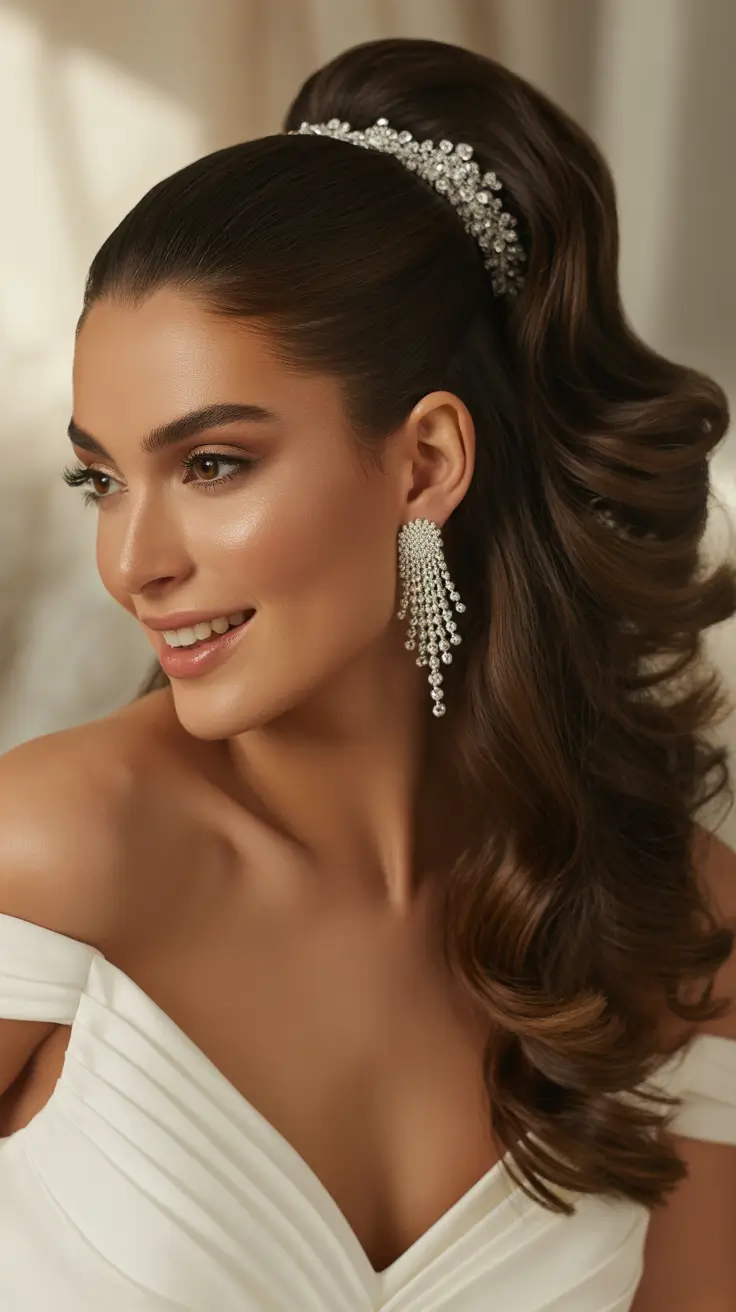 curly hairstyle Classic Curly High Ponytail with a Polished Finish