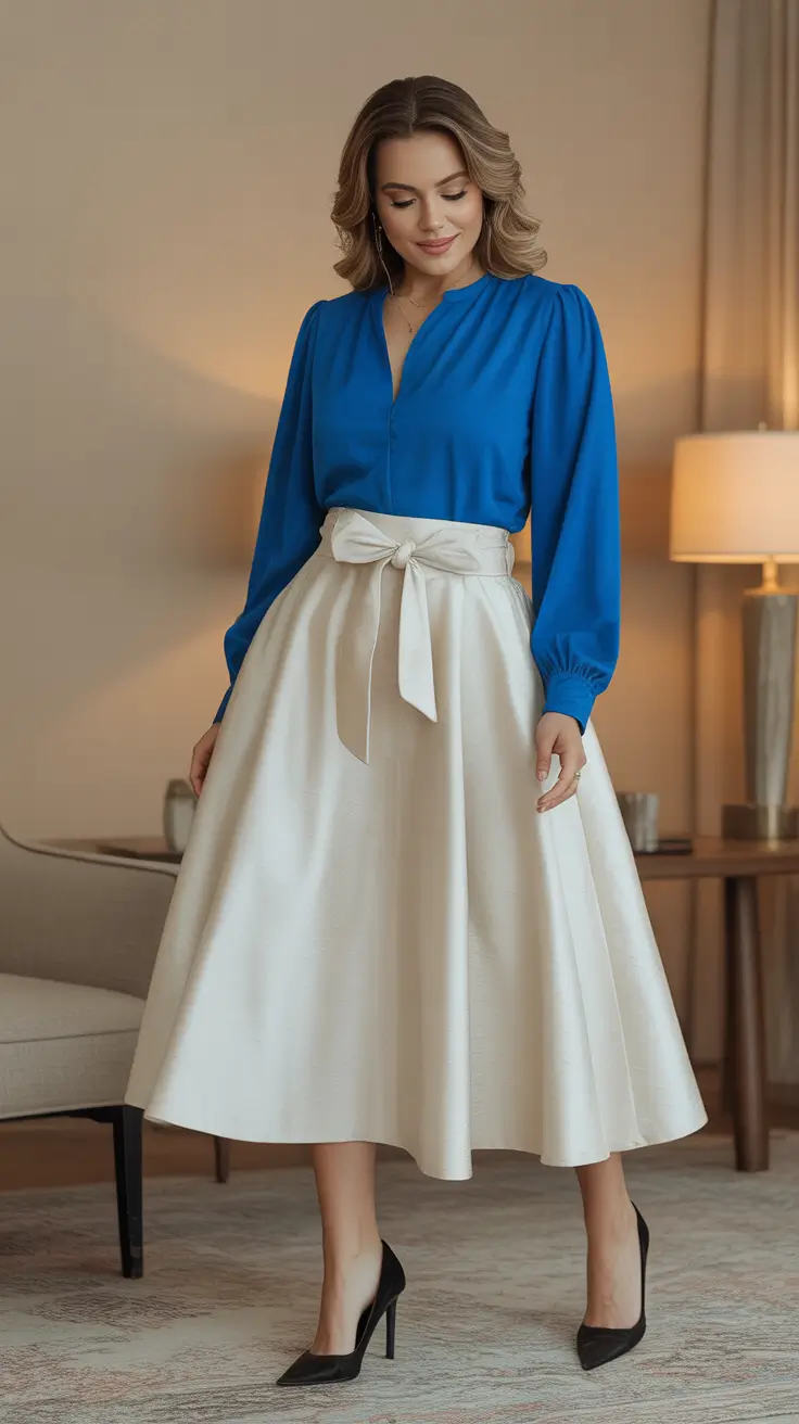 skirt outfits White Maxi Skirt Elegant Look