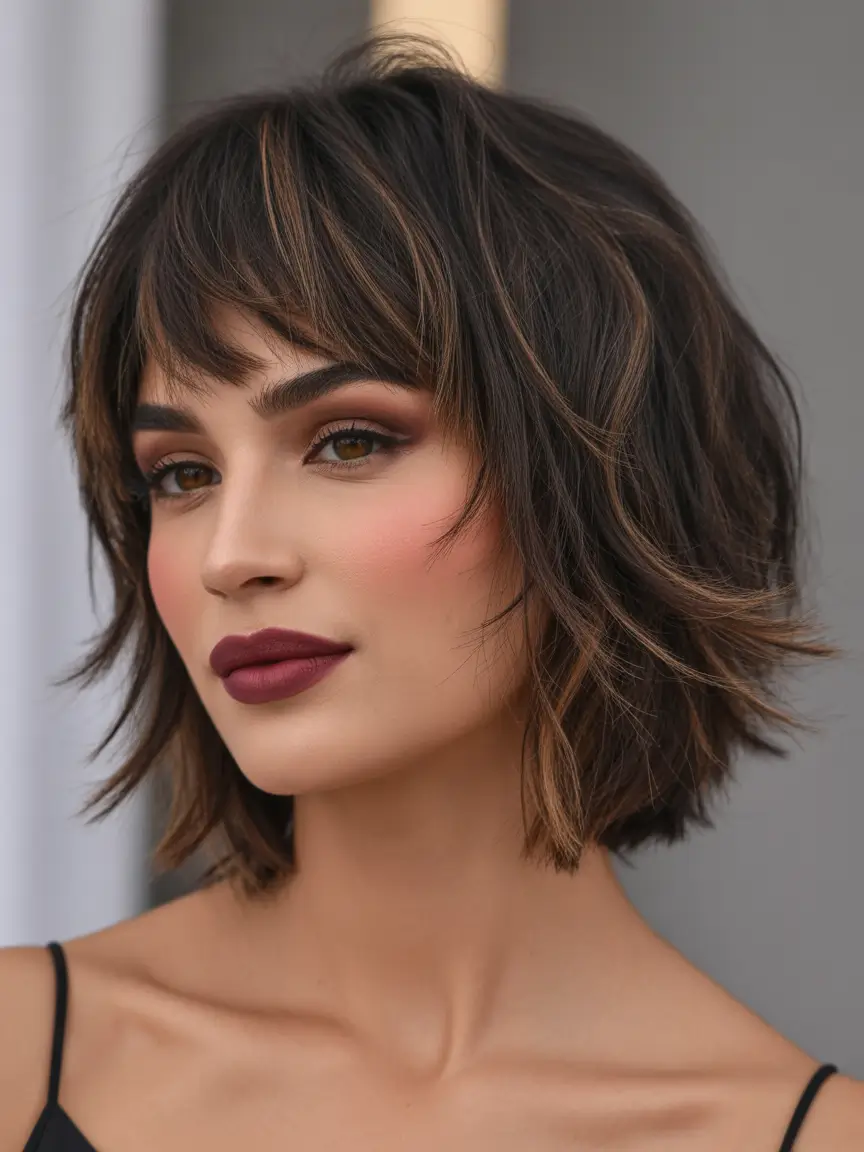 easy hairstyle Soft Shag Bob With Wispy Dimension