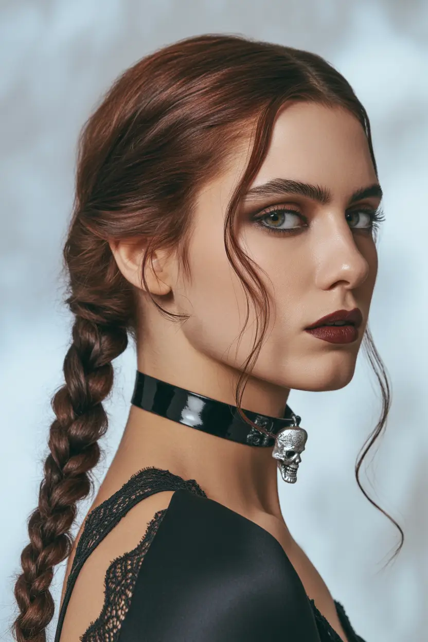 easy hairstyle Laced Double Braids With Dark Romantic Makeup