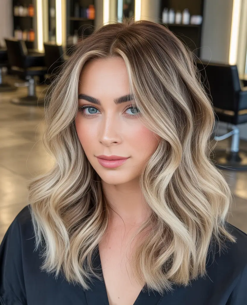 easy hairstyle Voluminous Blonde Waves With Dimensional Highlights