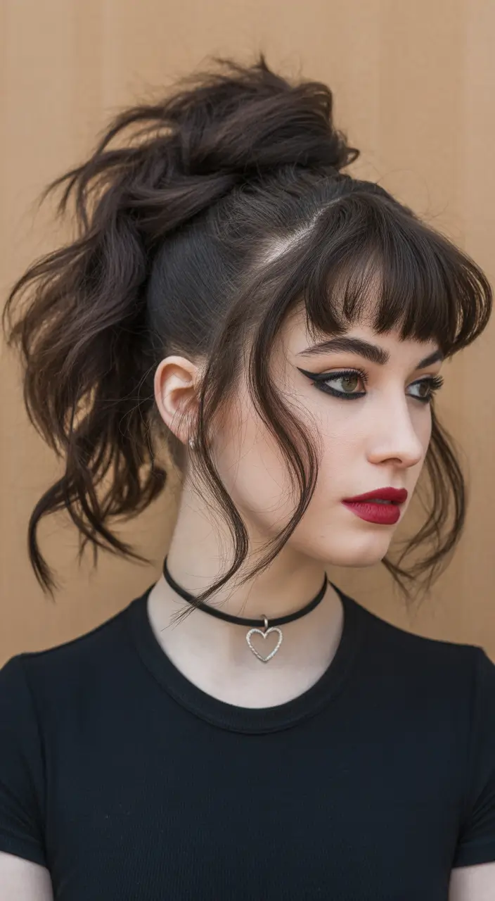 easy hairstyle Voluminous High Pony With Soft Curly Strands