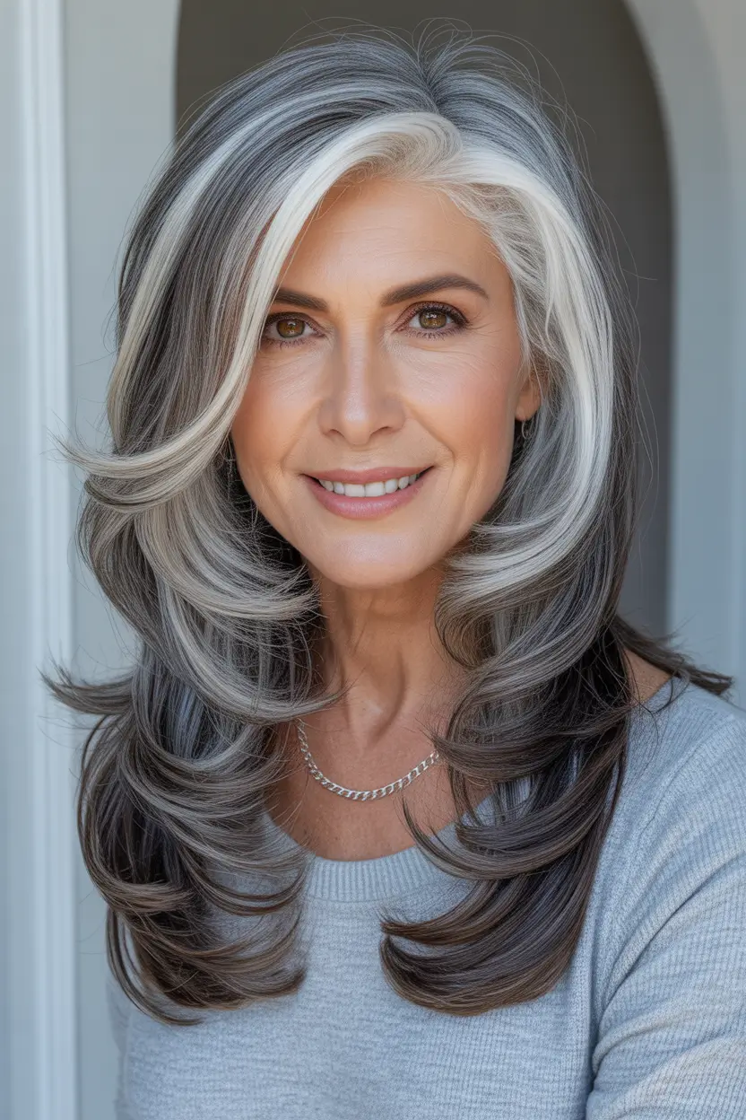 Haircuts-for-Women-Over-40-Long-Layered-Silver-Cascade-With-Face-Framing-Lift