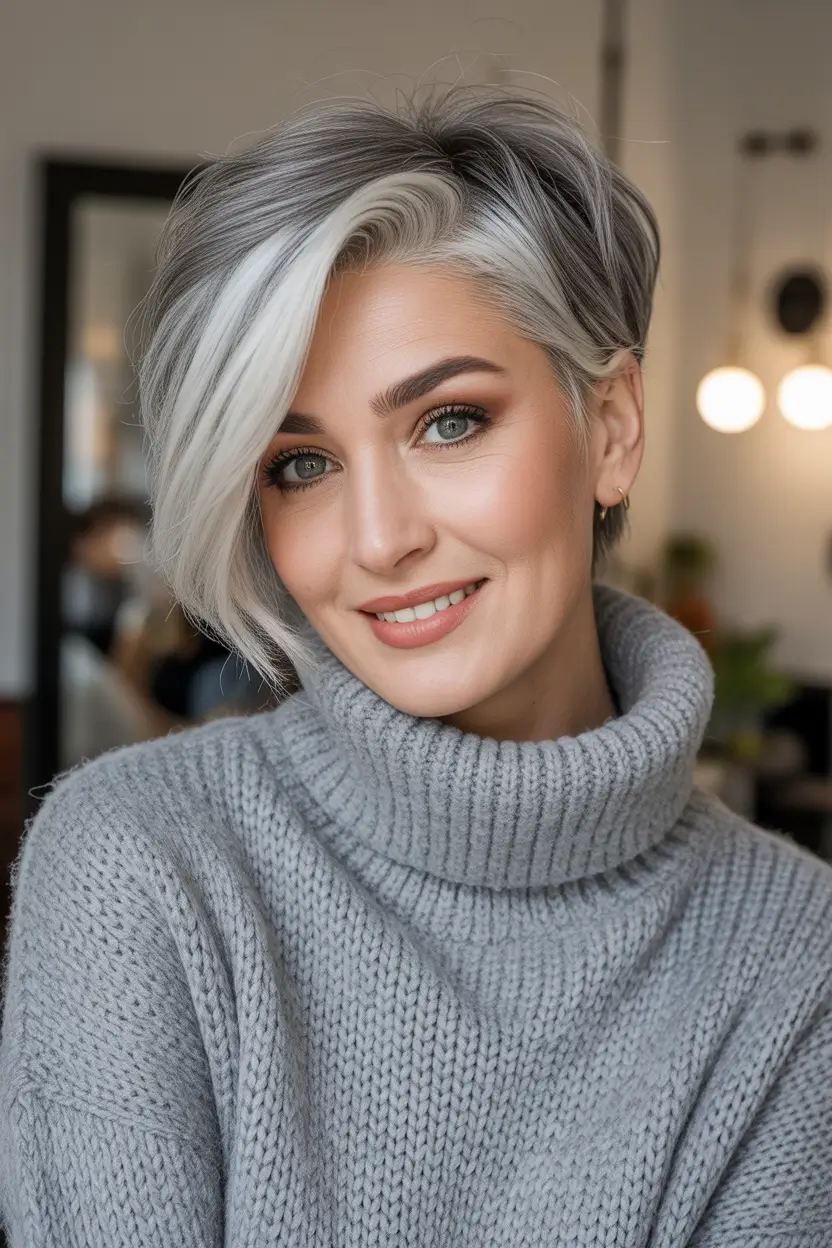 Haircuts-for-Women-Over-40-Silver-Edgy-Long-Pixie-With-Deep-Side-Sweep