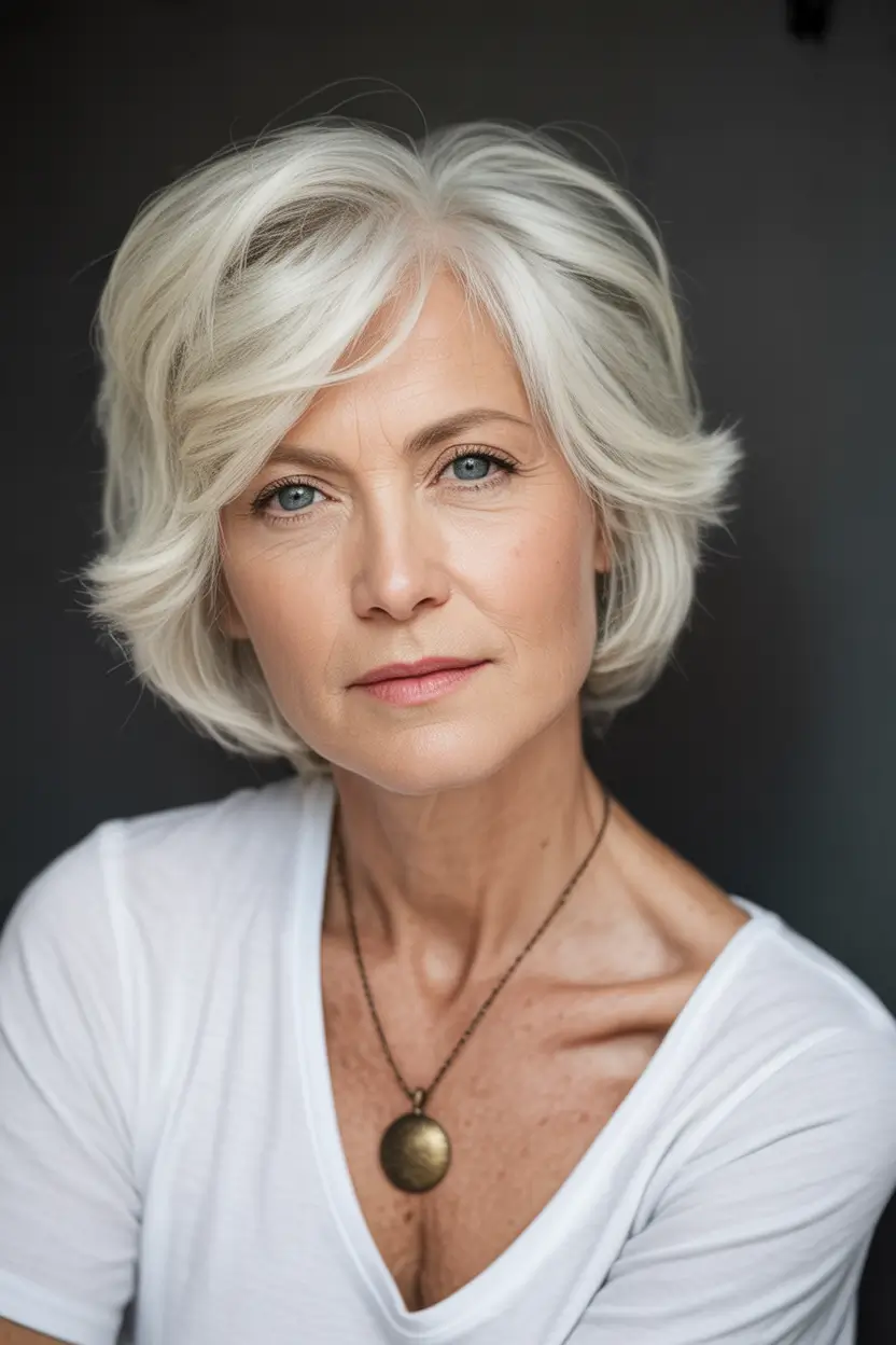 Haircuts-for-Women-Over-40-Snowy-Layered-Short-Bob-With-Soft-Volume