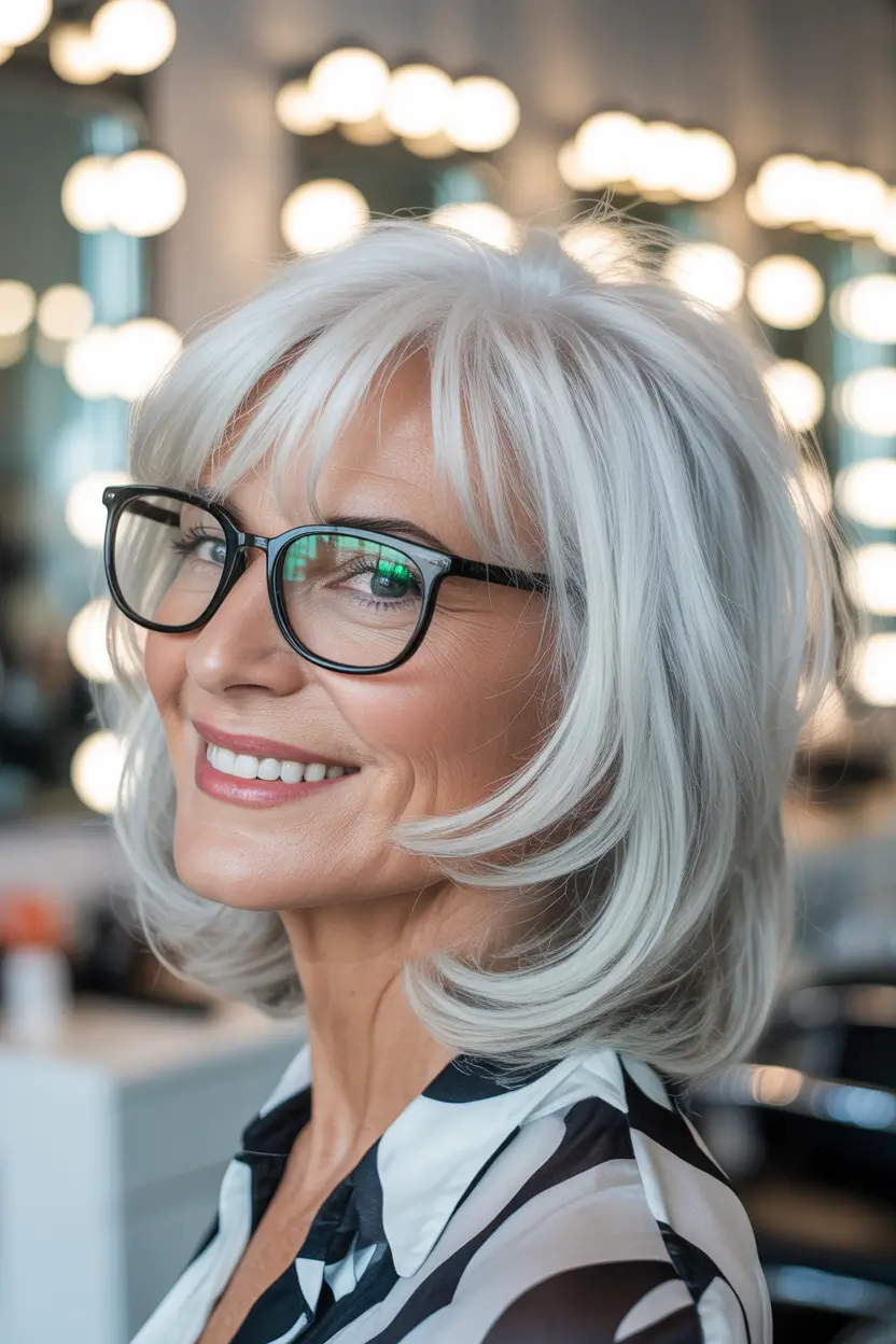 Haircuts for Women Over 50 Classic Shoulder-Skimming Volume With Light Bangs