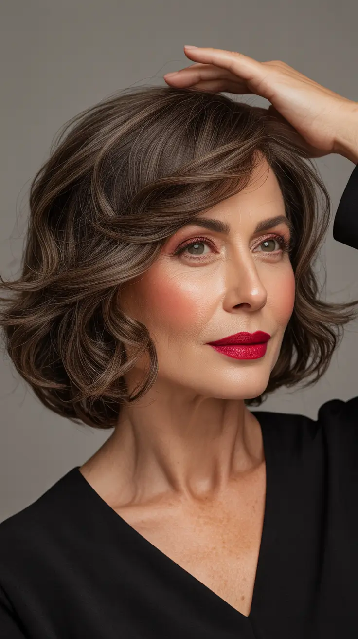 Haircuts for Women Over 50 Soft Chocolate Waves With Voluminous Movement