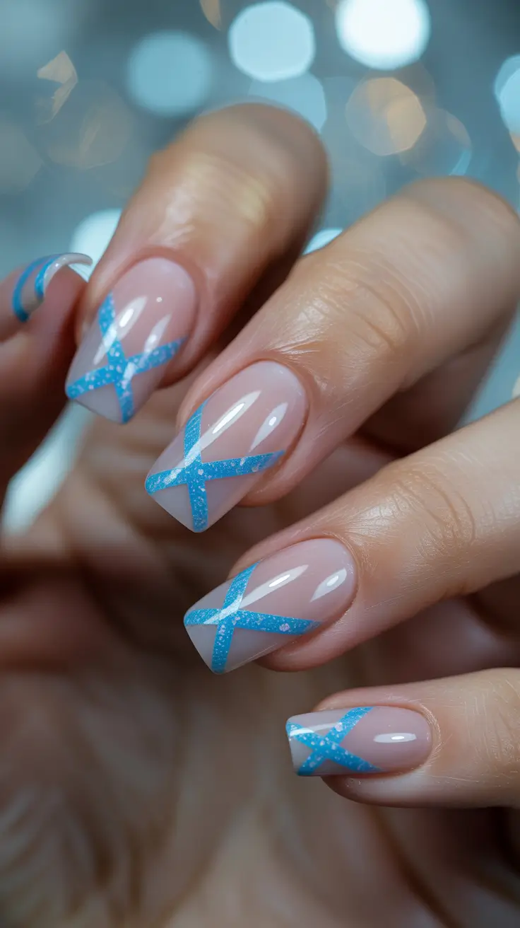 light blue nails Crisscross Minimalism With a Graphic Twist