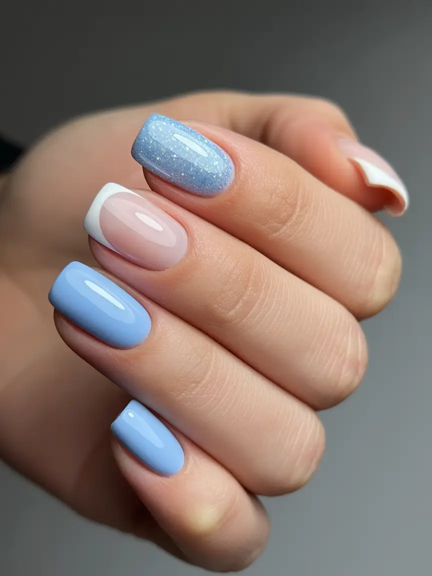 light blue nails Classic Blue With a Modern French Tip Remix