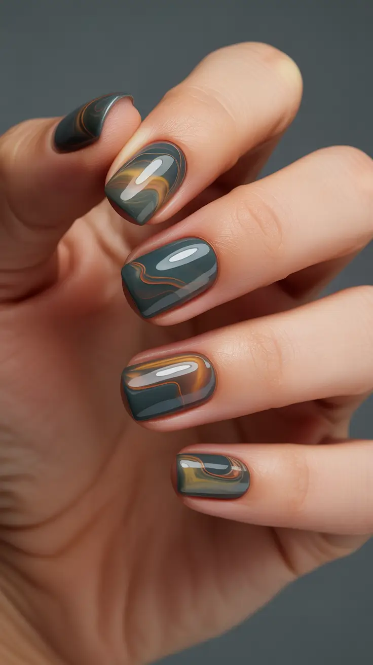 simple nails Short Abstract Nails in Moody Neutral Tones