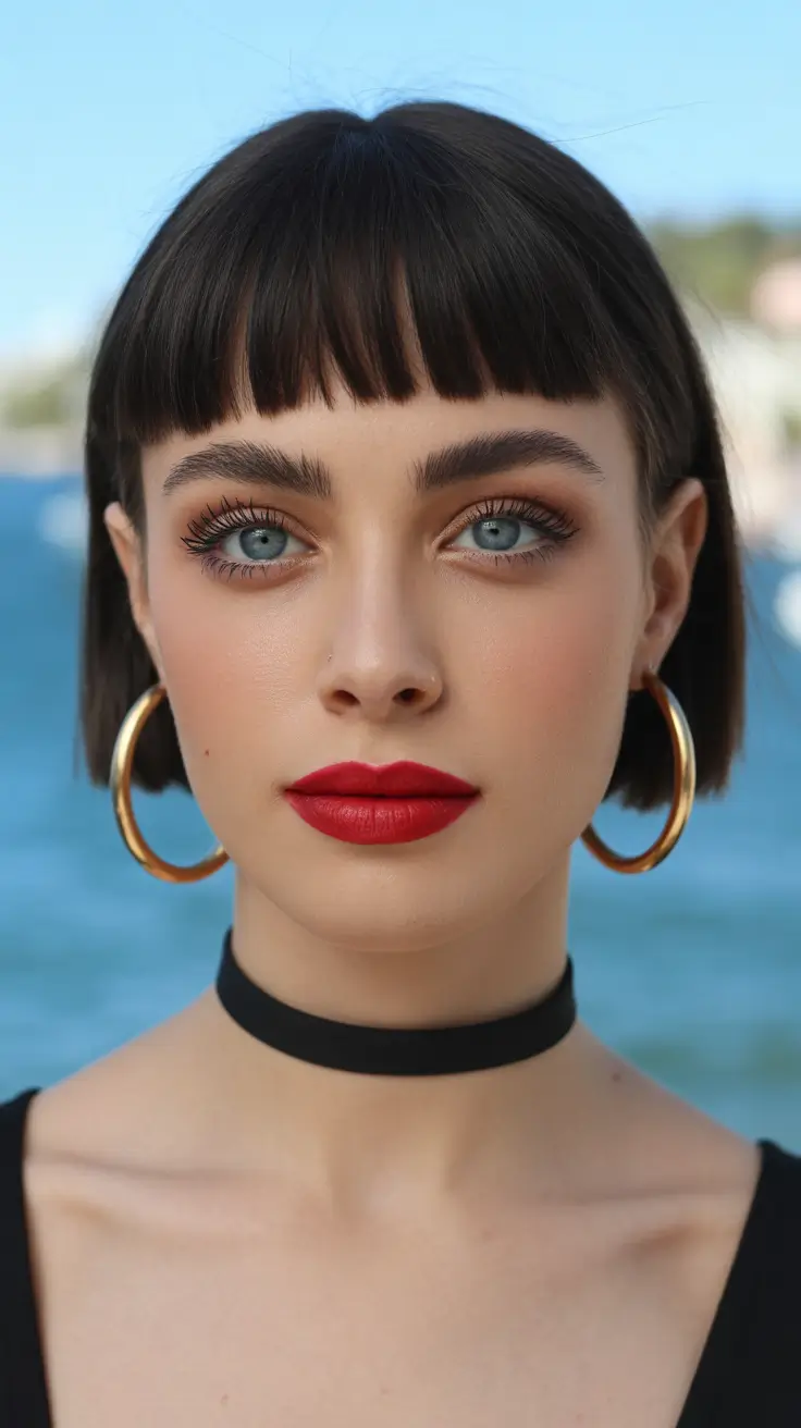 bob hairstyle Micro Bob With Blunt Fringe Precision