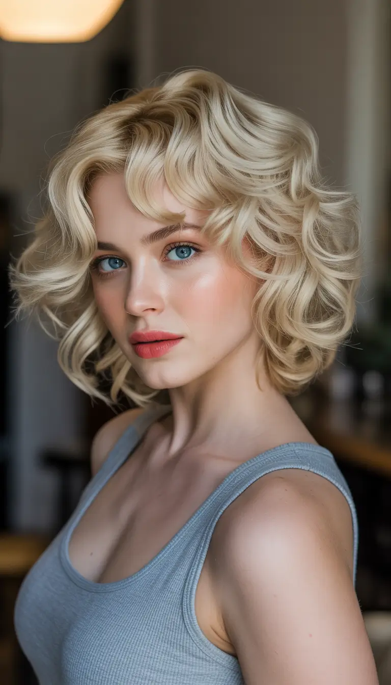 bob hairstyle Vintage-Inspired Curly Bob With Modern Ease