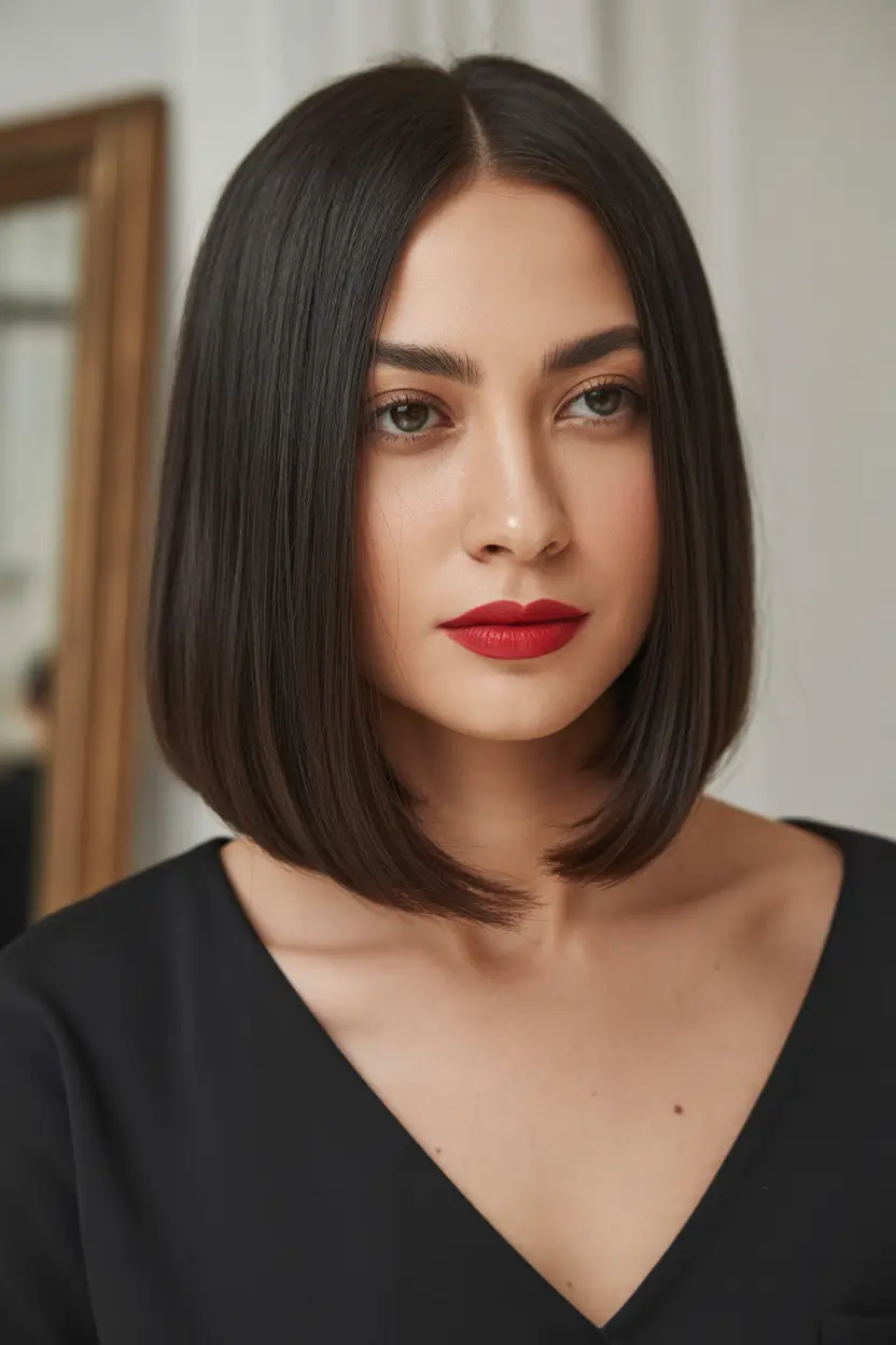bob hairstyle Classic Straight Bob With Soft Face Framing