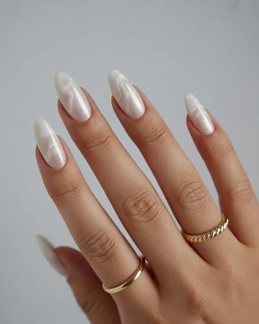 nail colors Pearl White Nails With a Baby Boomer Glow