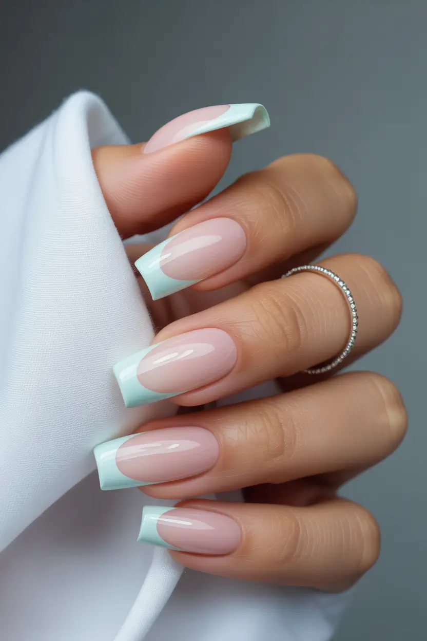 pastel nails Mint French tip Design ideas 2026
