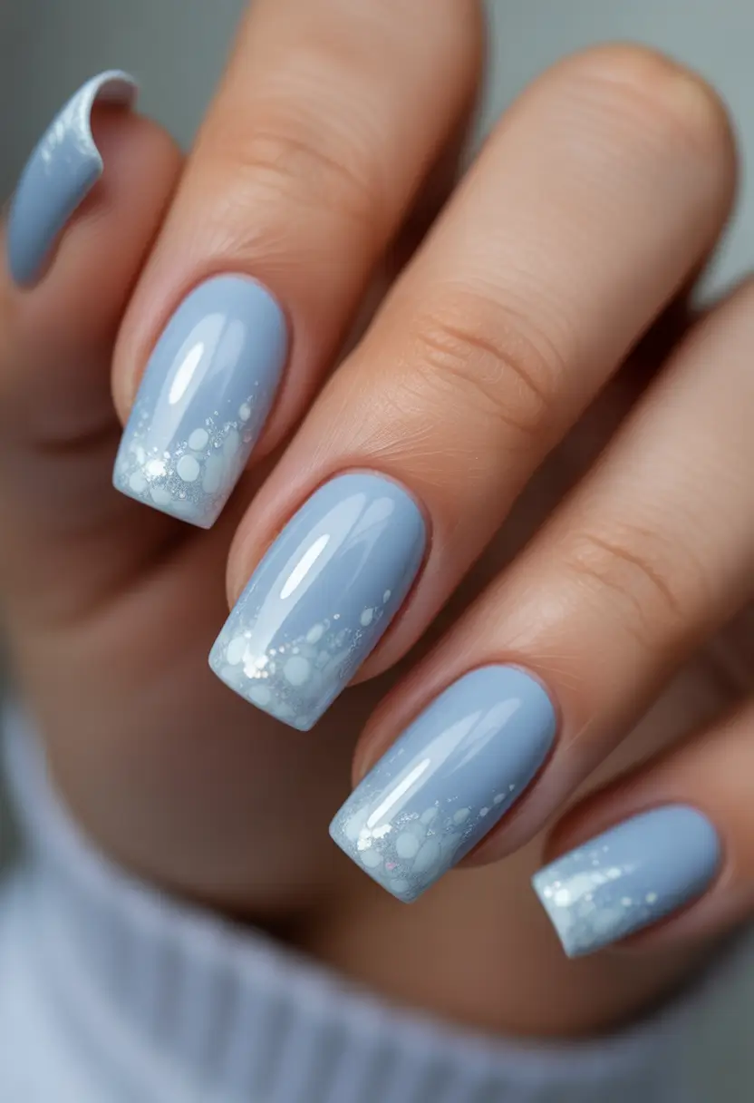 blue nails Soft Sky Blue With a Whisper of Shine