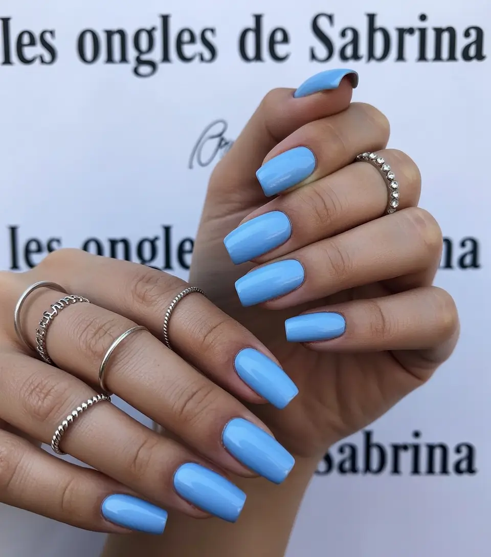 blue nails Classic Sky Blue With Confident Saturation