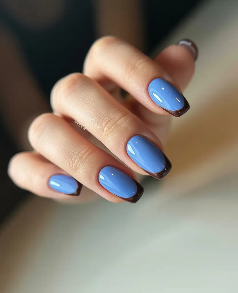 blue nails Sky Blue With Deep Contrast Tips