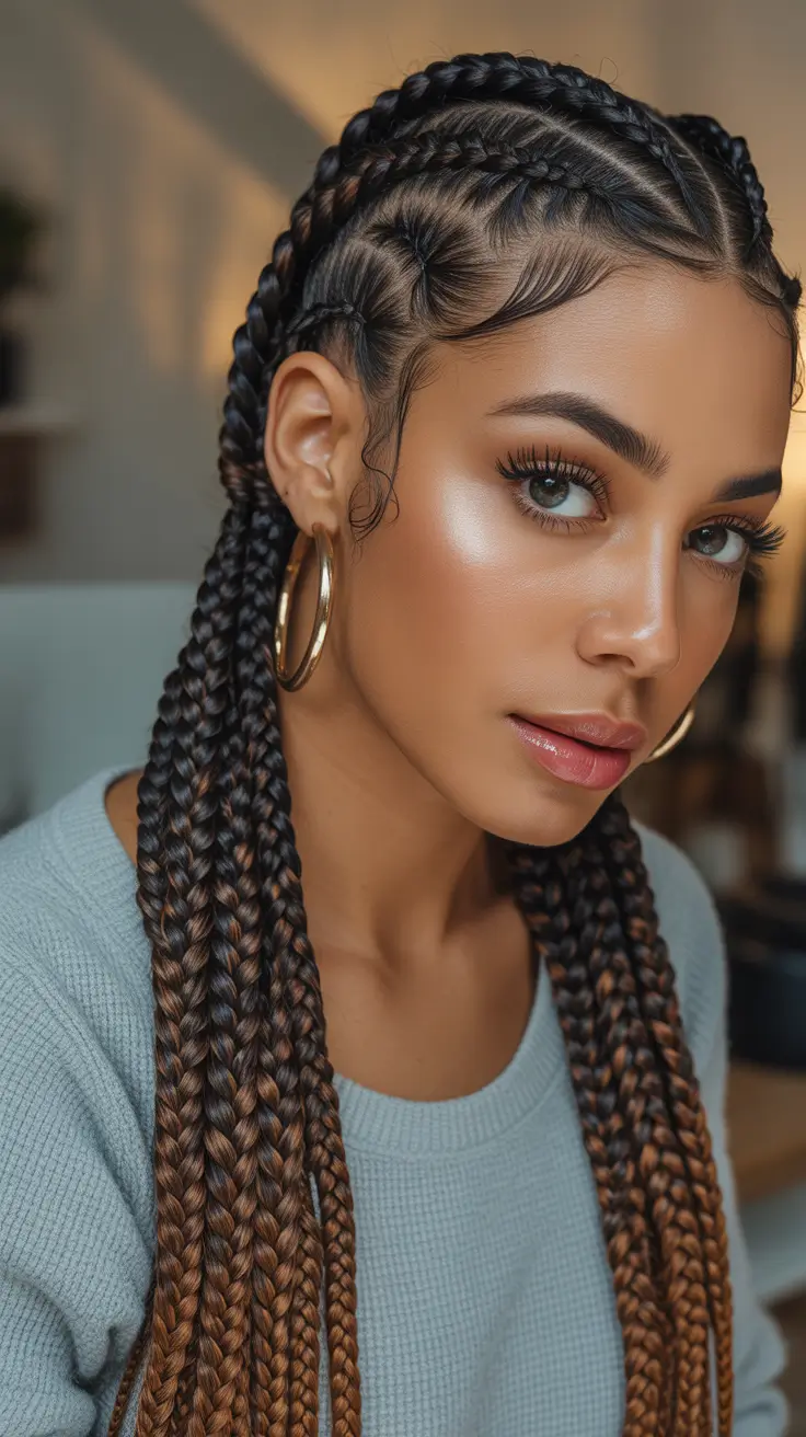 braids hairstyle - Warm Ombre Cornrow Braids With Golden Length