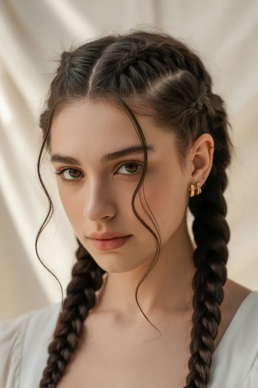 braids hairstyle - Dutch Braids With Soft Romantic Face Framing